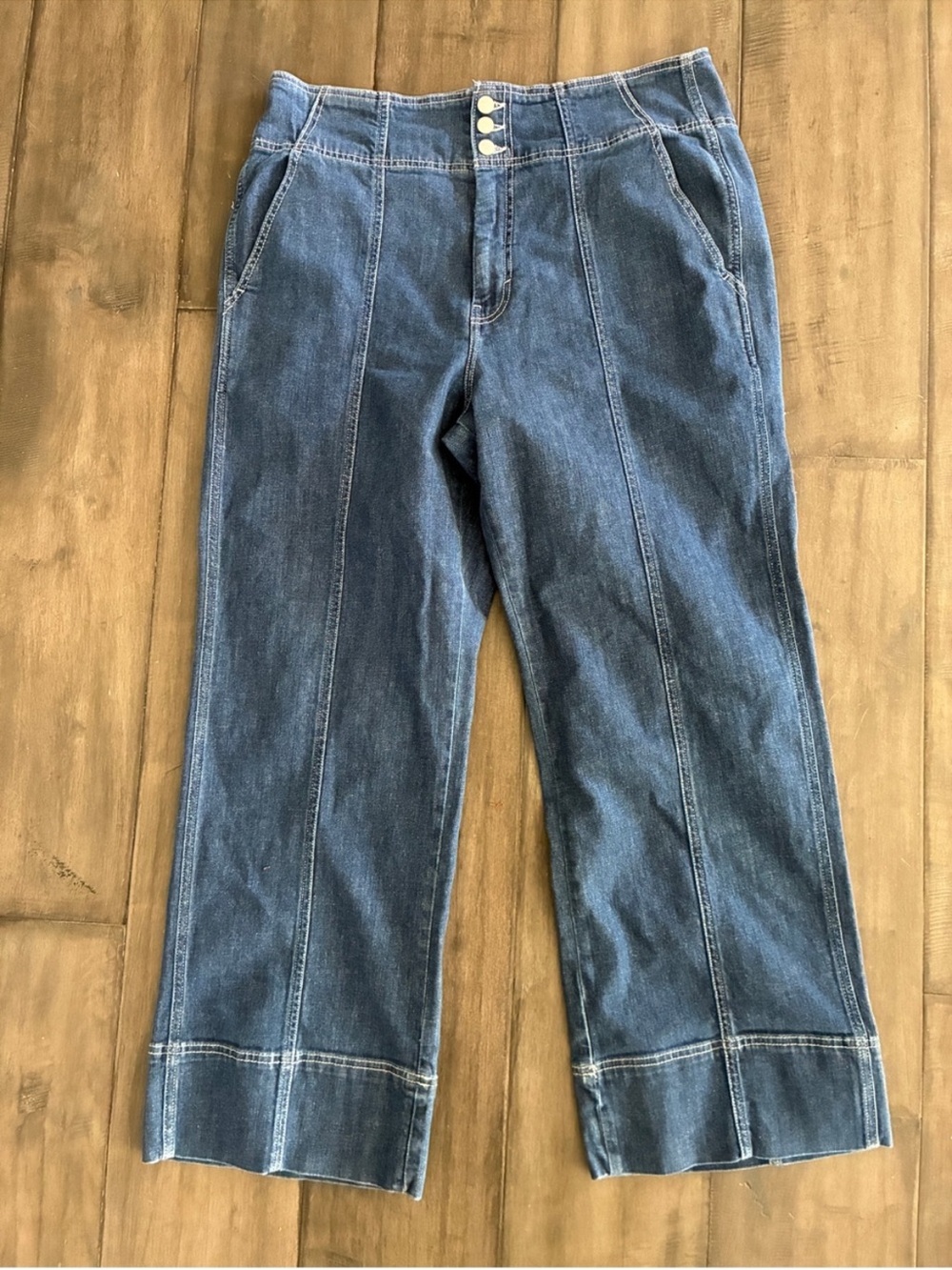 Anthropologie Pilcro Seamed High-Rise Wide-Leg Jeans - Size 34 - Picture 2 of 14